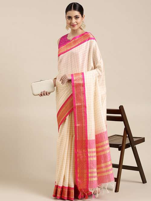 women checkered maheshwari saree - 21674579 -  Standard Image - 0
