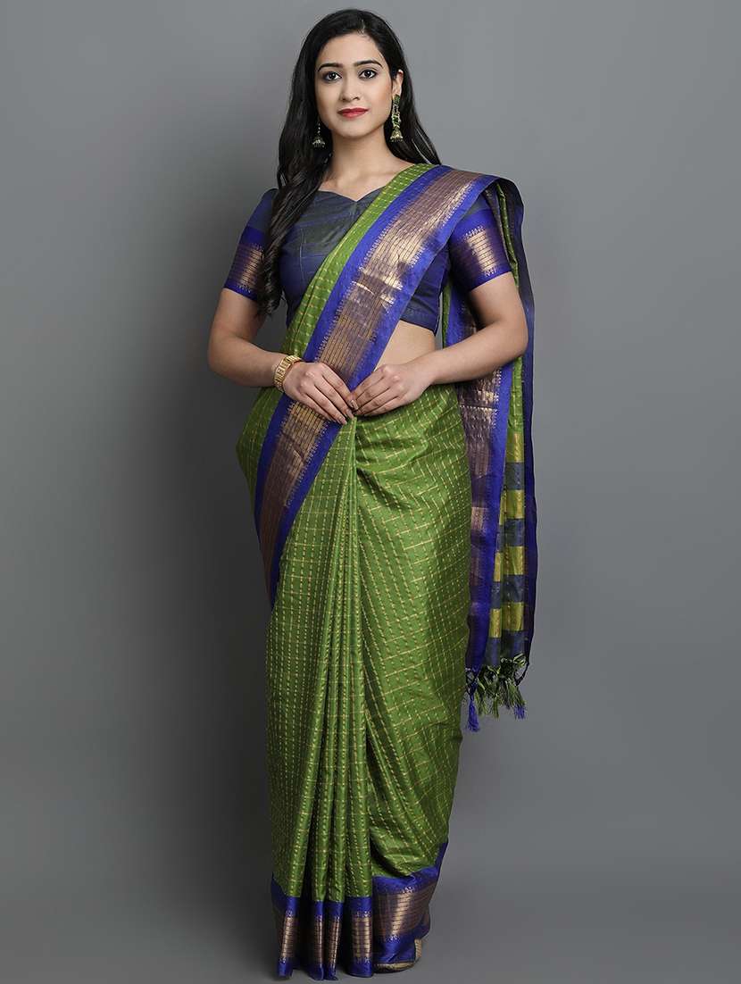 women check mysore saree - 21674595 -  Standard Image - 1
