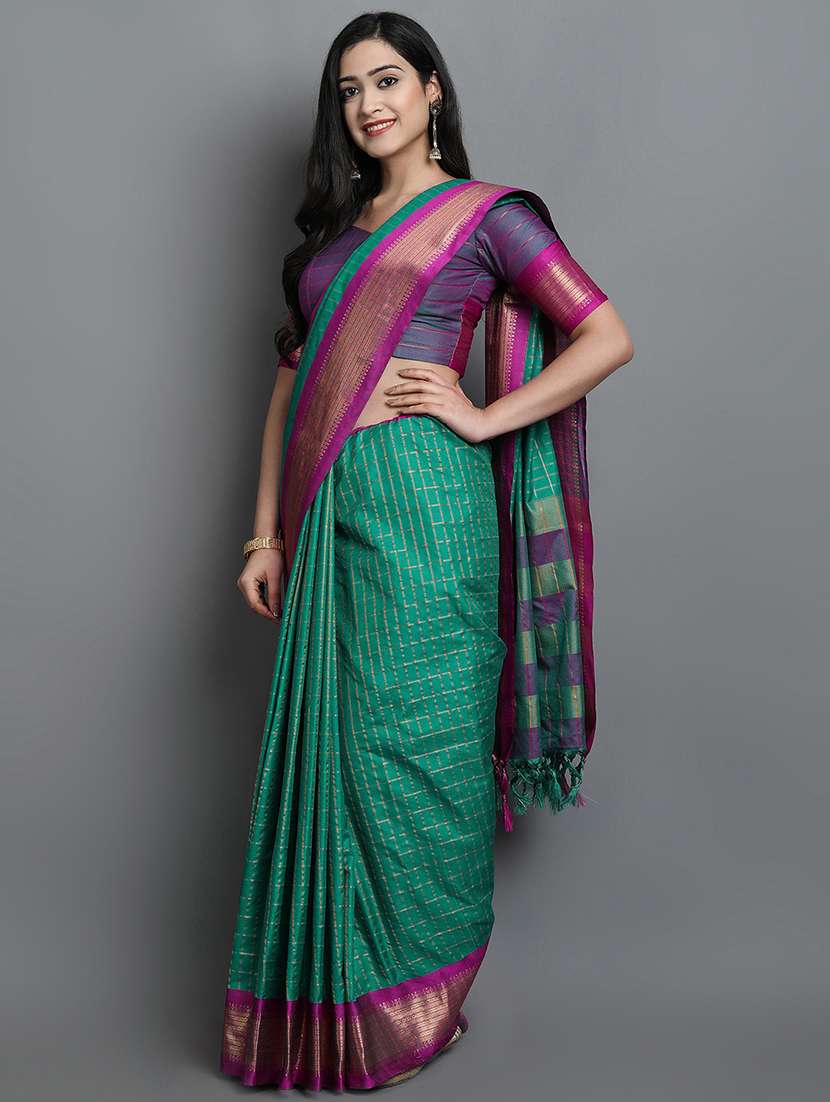 women check mysore saree - 21674602 -  Standard Image - 1