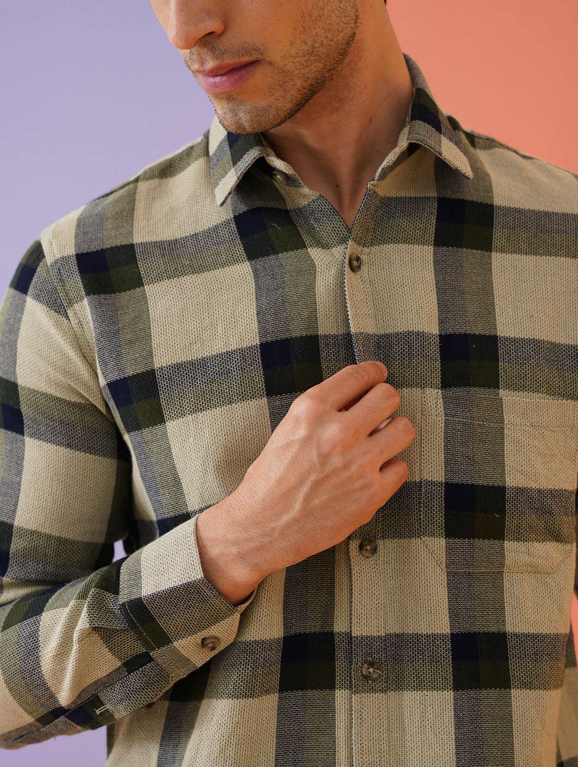 men checkered long sleeve regular fit casual shirt - 21674645 -  Standard Image - 6