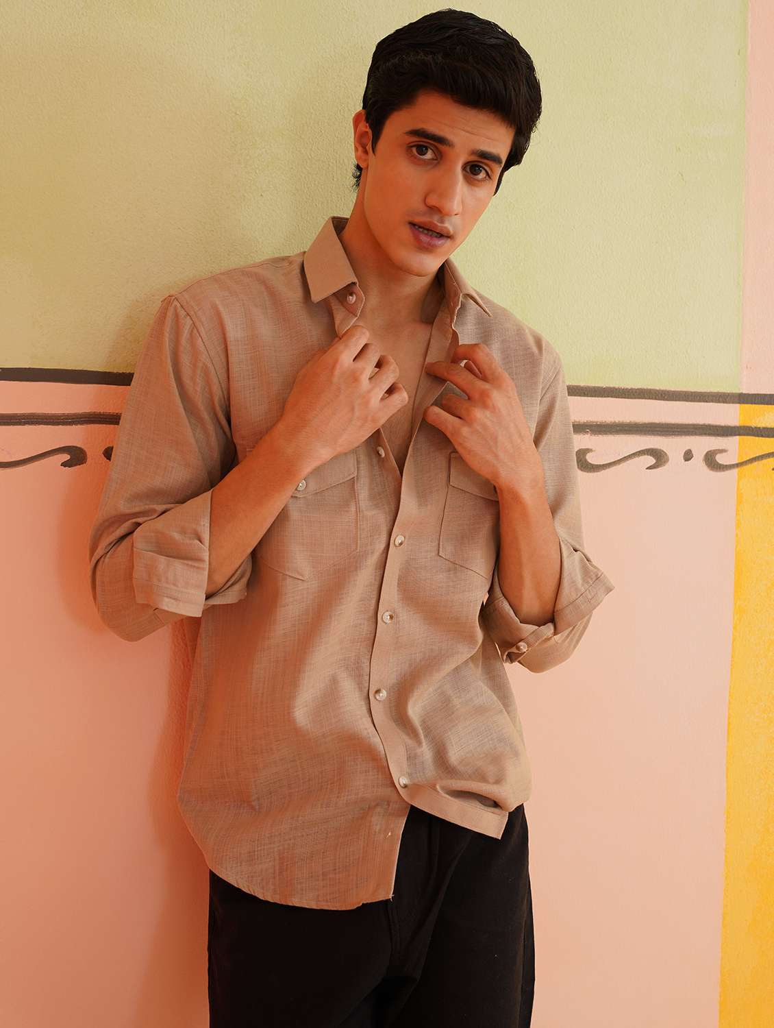 men solid long sleeve regular fit casual shirt - 21674646 -  Standard Image - 1