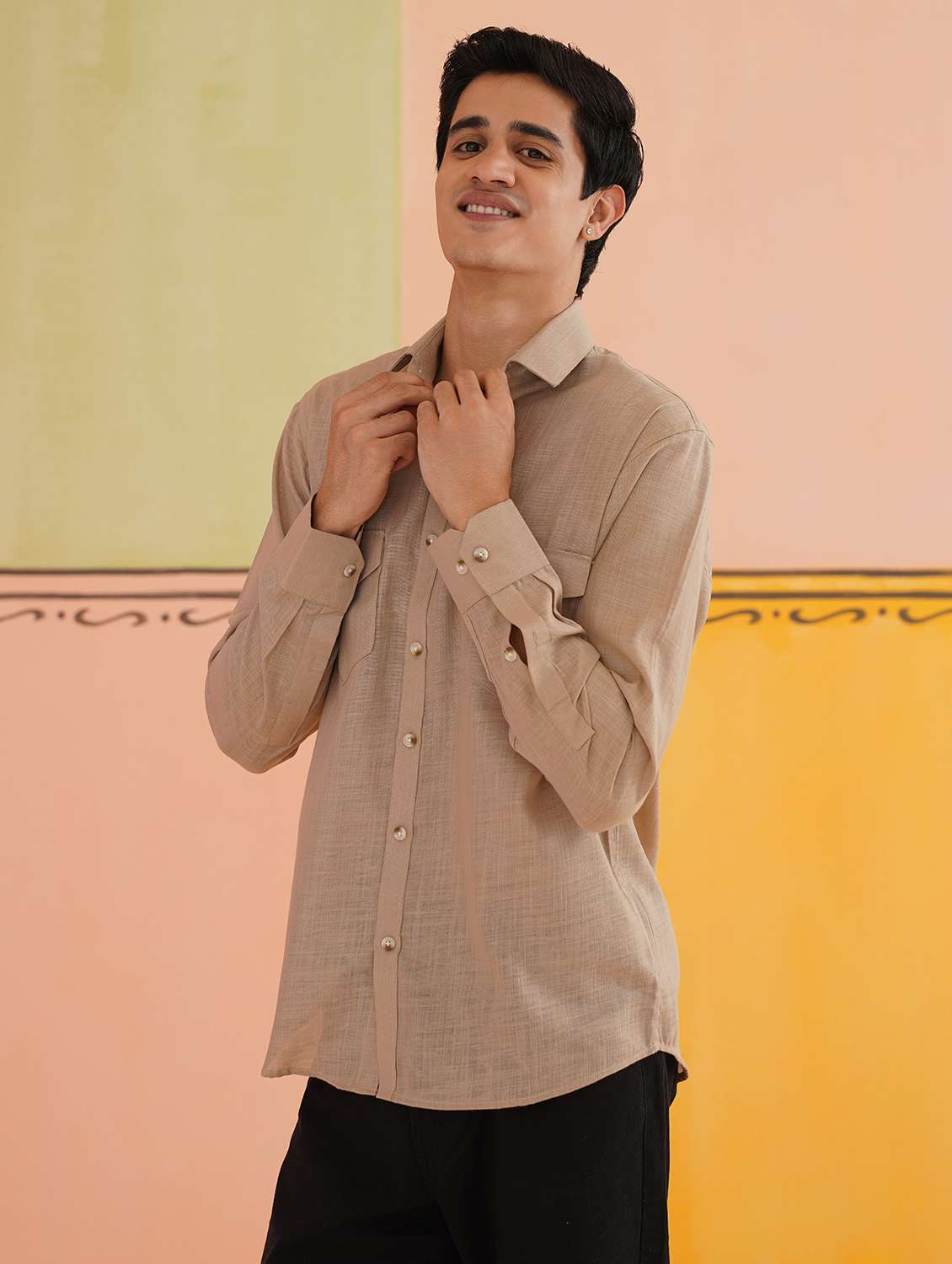 men solid long sleeve regular fit casual shirt - 21674646 -  Standard Image - 4