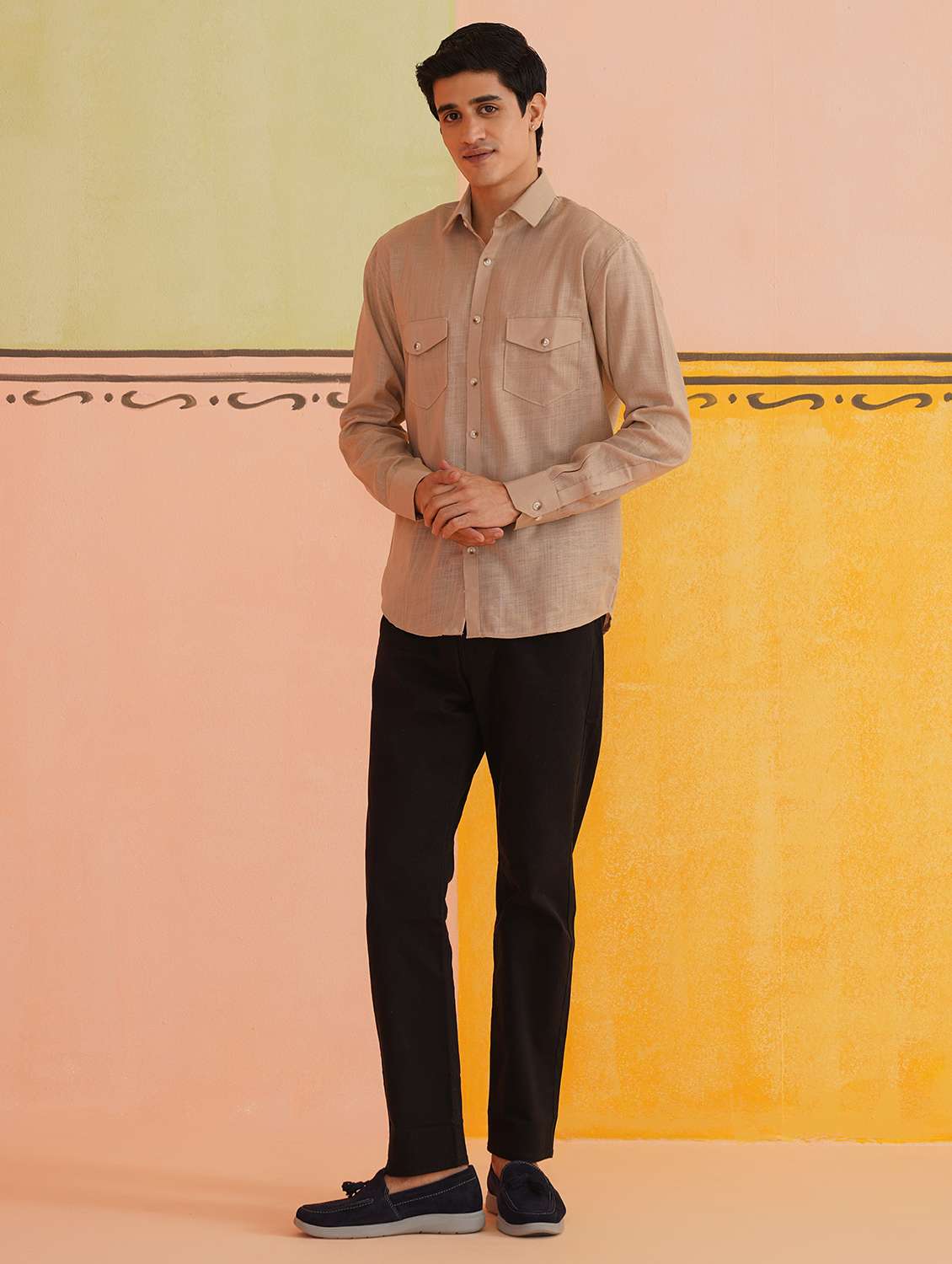 men solid long sleeve regular fit casual shirt - 21674646 -  Standard Image - 6