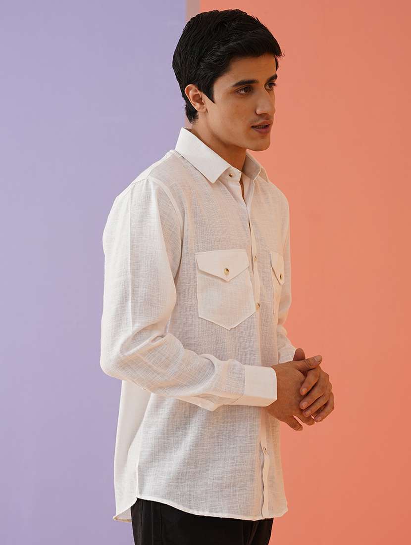 men solid long sleeve regular fit casual shirt - 21674648 -  Standard Image - 1