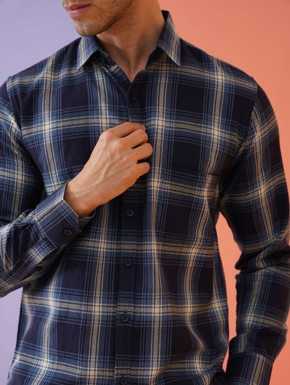 men checkered long sleeve regular fit casual shirt - 21674650 -  Standard Image - 6