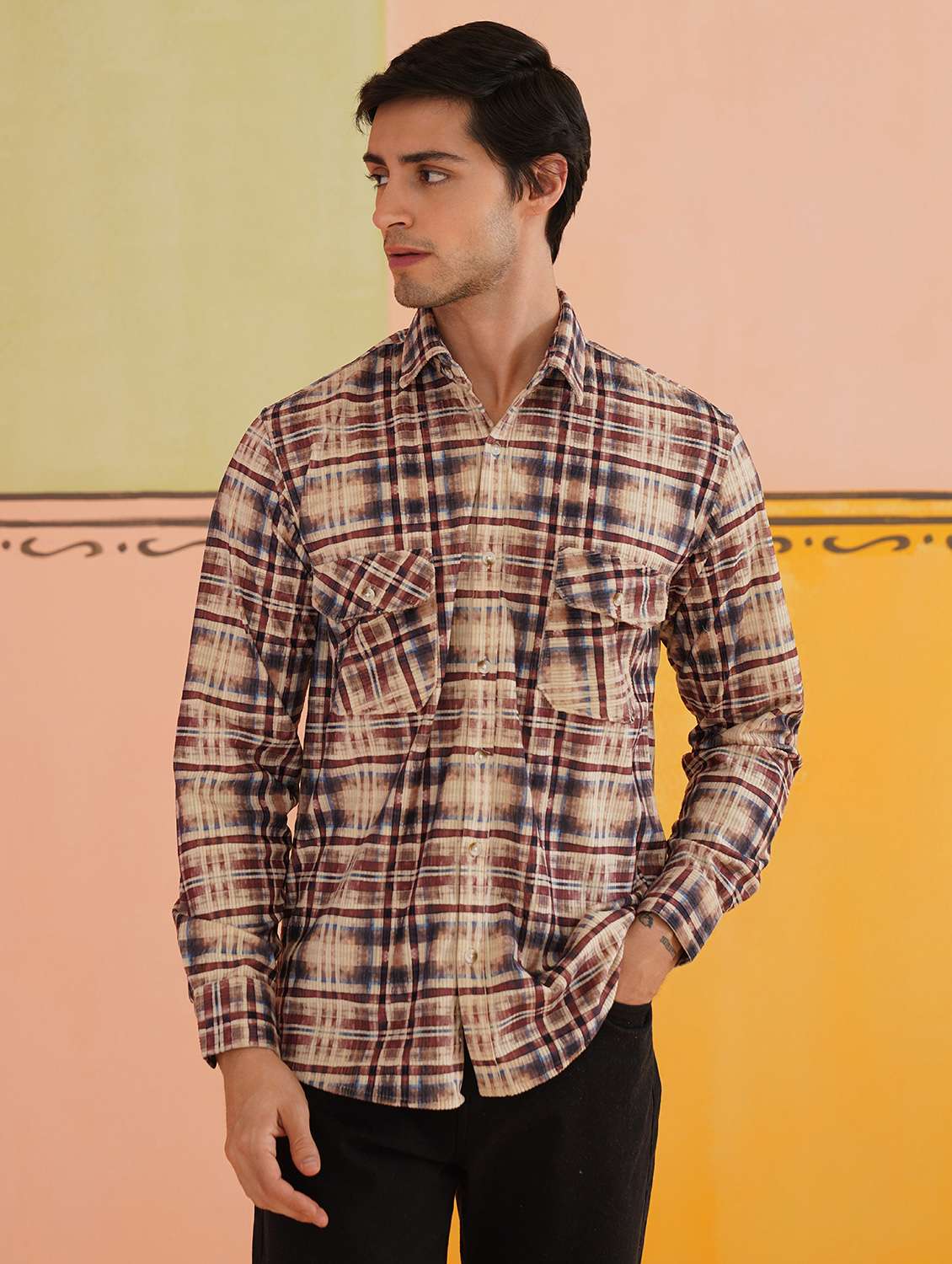 men checkered long sleeve regular fit casual shirt - 21674651 -  Standard Image - 1