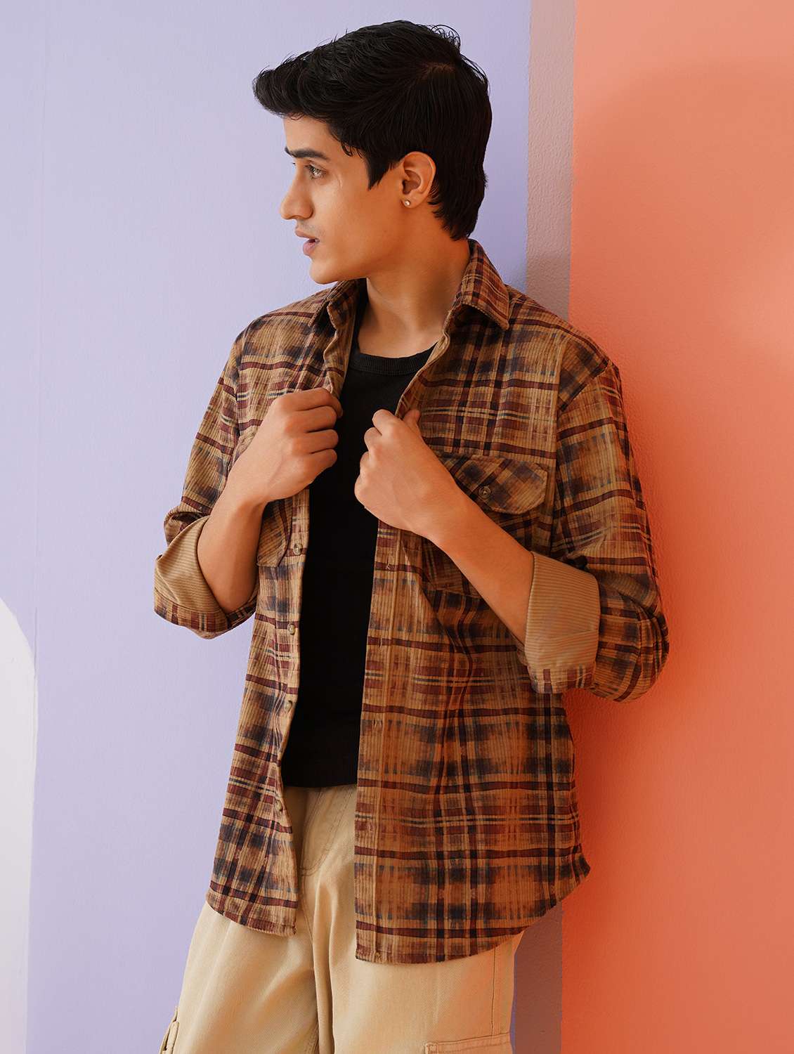 men checkered long sleeve regular fit casual shirt - 21674652 -  Standard Image - 1