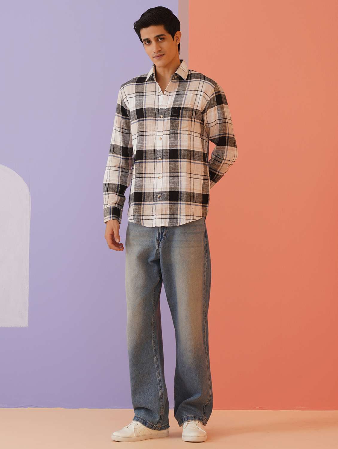 men checkered long sleeve regular fit casual shirt - 21674657 -  Standard Image - 4