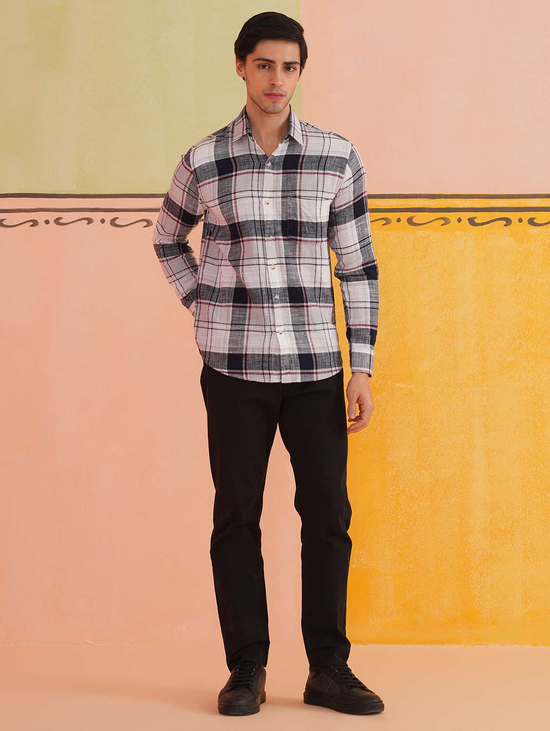 men checkered long sleeve regular fit casual shirt - 21674658 -  Standard Image - 4