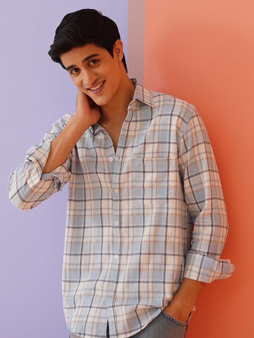 men long sleeves checkered casual shirt - 21674660 - Standard Image - 4