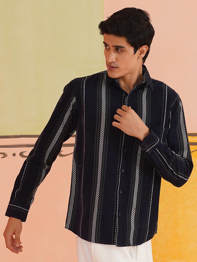 men long sleeves striped casual shirt - 21674661 -  Standard Image - 1