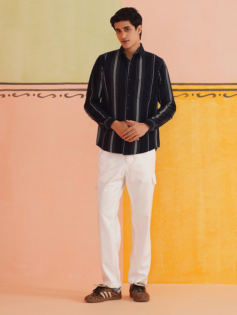men long sleeves striped casual shirt - 21674661 - Standard Image - 4