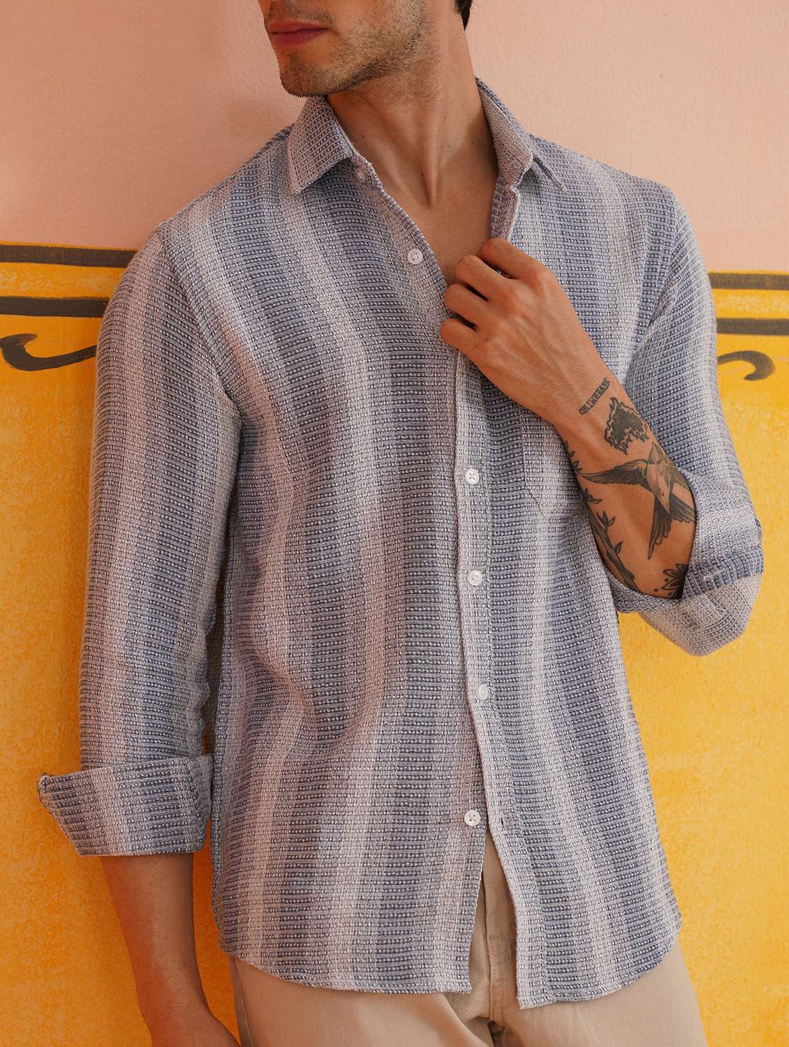 Men Striped Long Sleeve Regular Fit Casual Shirt - 21674662 -  Standard Image - 4