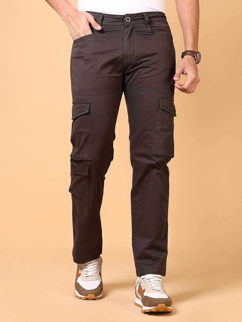 men solid mid rise regular fit cargo - 21674984 -  Standard Image - 1