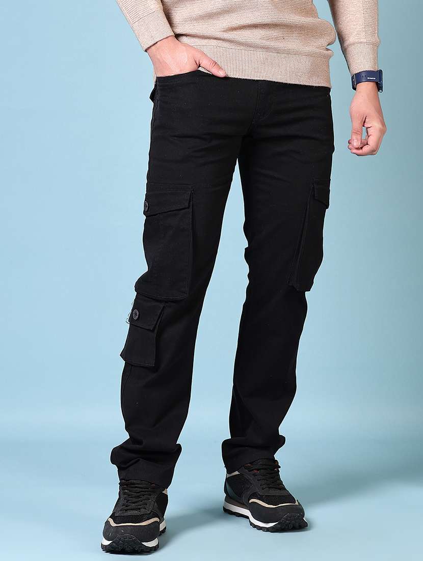 men solid mid rise regular fit cargo - 21674986 -  Standard Image - 1