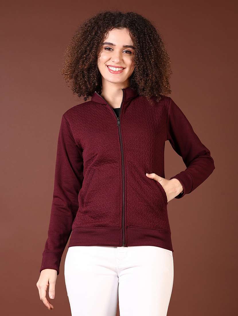 women self designed stand collar sweatshirt