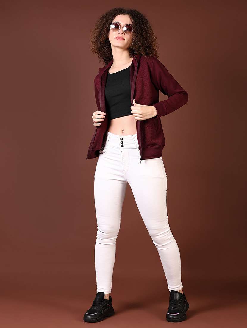 women self designed stand collar sweatshirt - 21675034 -  Standard Image - 4