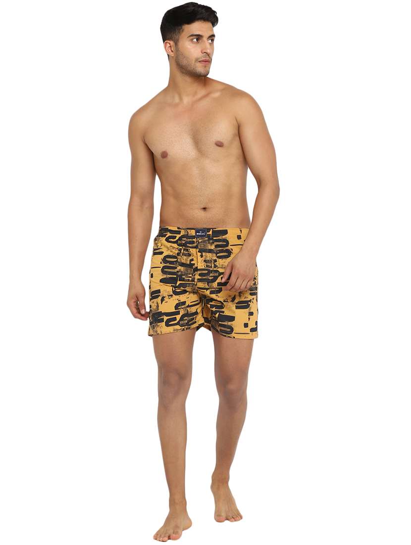 men yellow printed mid rise boxer - 21675136 -  Standard Image - 4