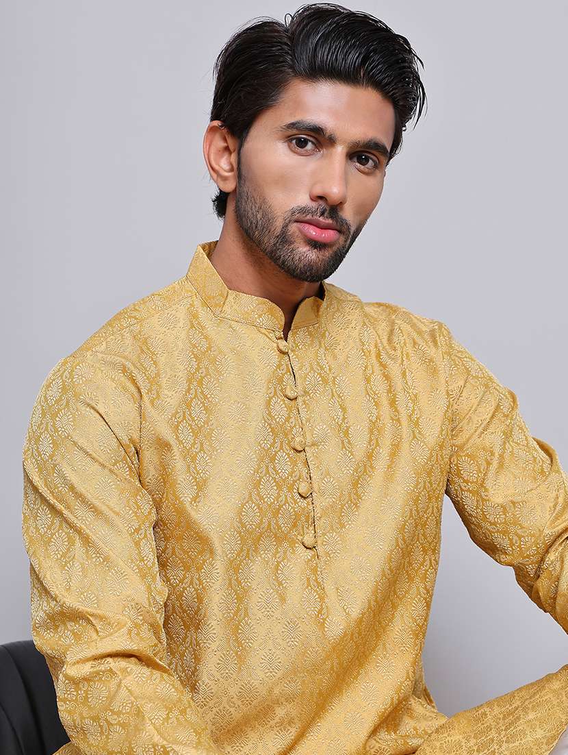 men self design mandarin neck long kurta - 21675146 -  Standard Image - 4