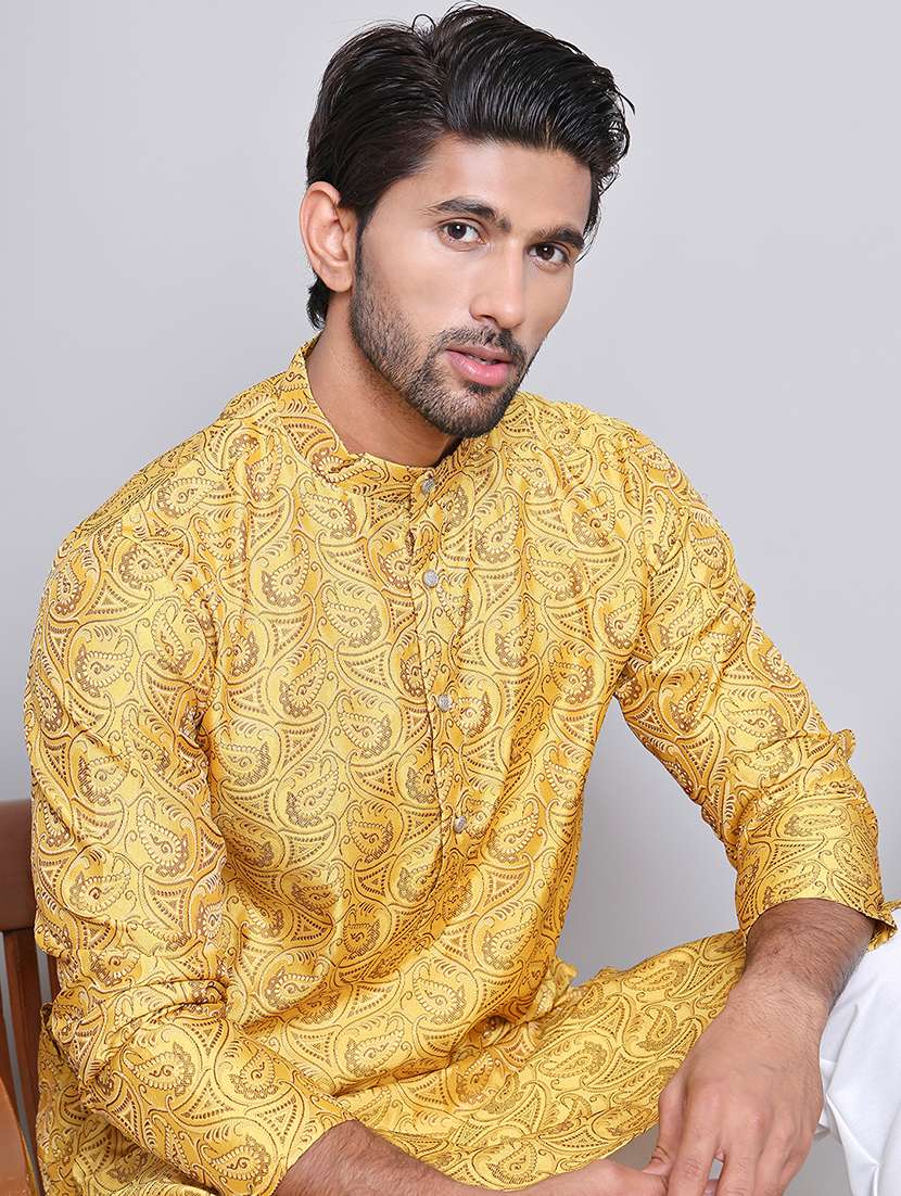 men self desgn mandarin neck long kurta - 21675161 -  Standard Image - 4