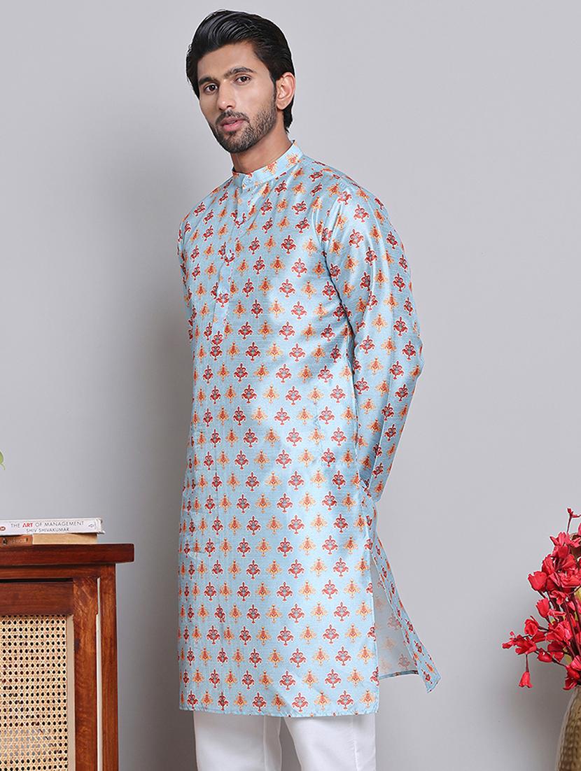 men printed mandarin neck long kurta - 21675180 -  Standard Image - 1