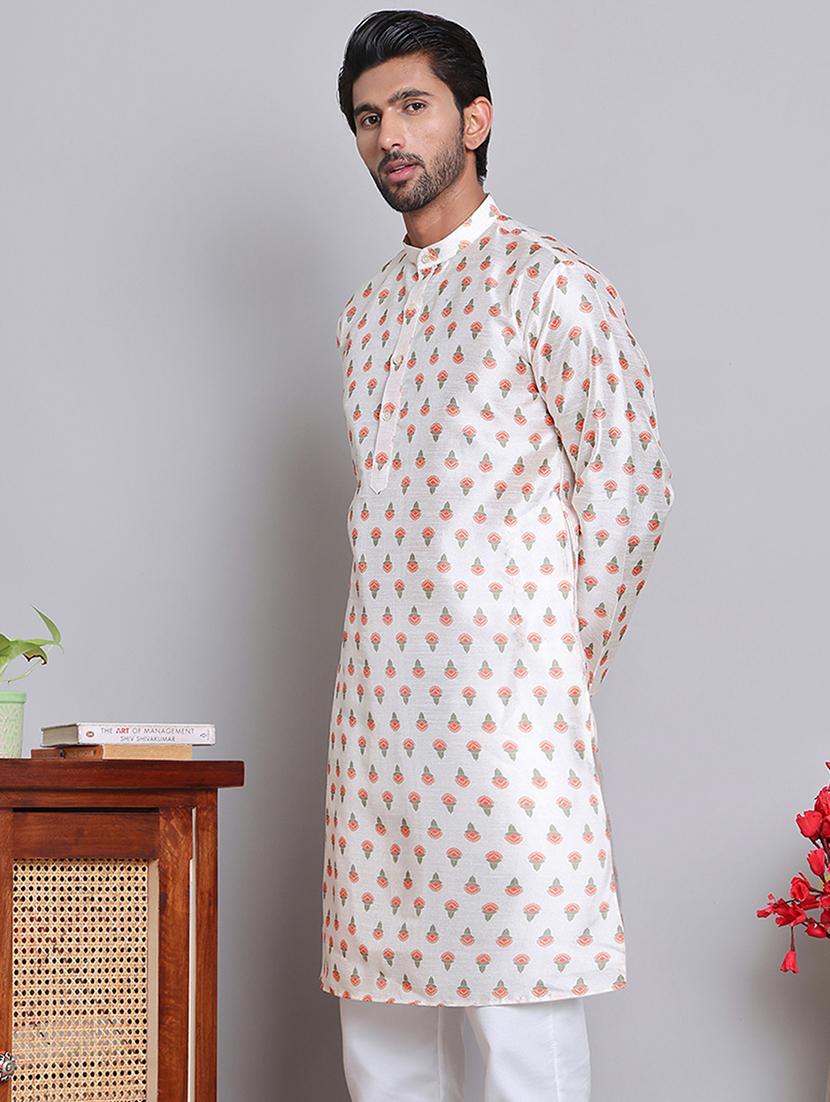 men printed mandarin neck long kurta - 21675181 - Standard Image - 1