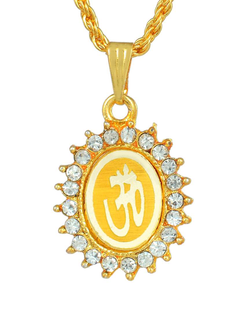 men gold plated om pendant chain necklace - 21675184 -  Standard Image - 1