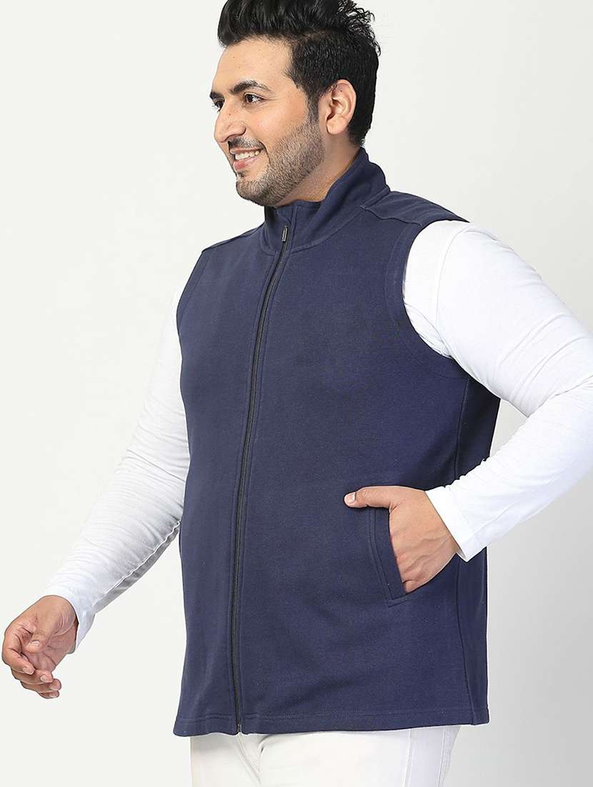 men solid plus size casual jacket - 21675222 - Standard Image - 1
