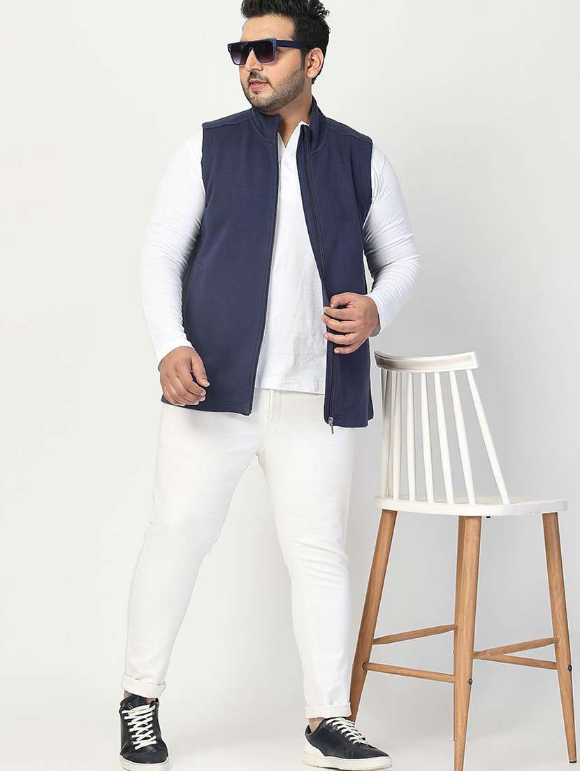 men solid plus size casual jacket - 21675222 - Standard Image - 4