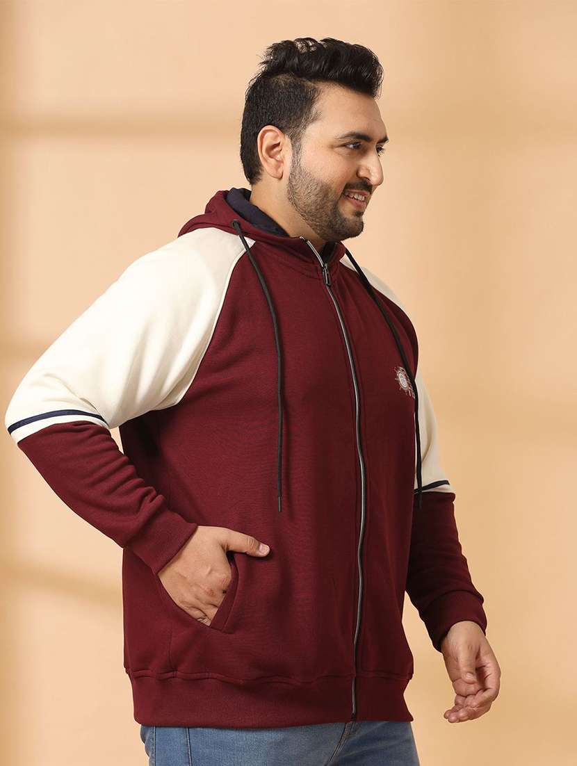 men color block zipper plus size sweatshirt - 21675237 -  Standard Image - 1