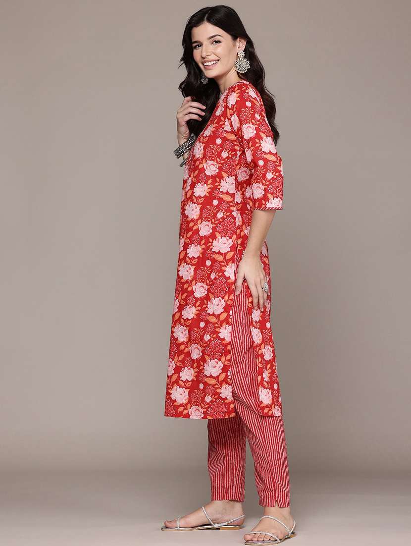 women three quarter sleeve kurta pant with dupatta set - 21675265 -  Standard Image - 1