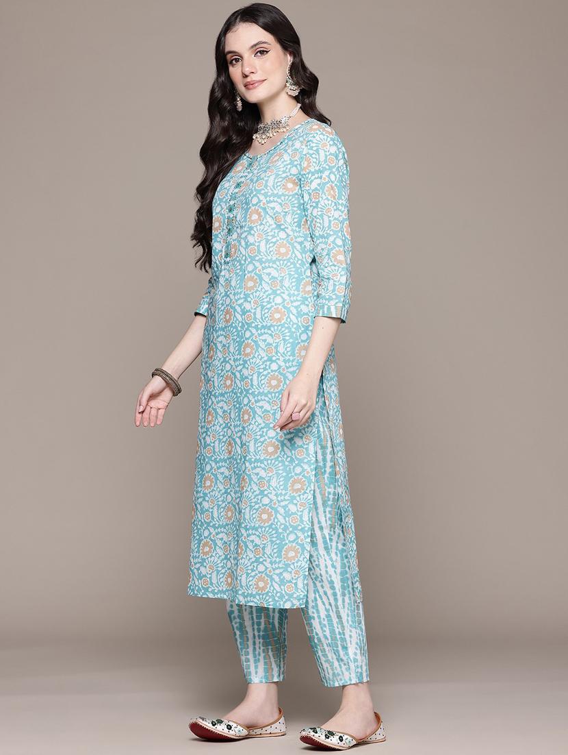 women three quarter sleeve kurta pant with dupatta set - 21675288 - Standard Image - 1