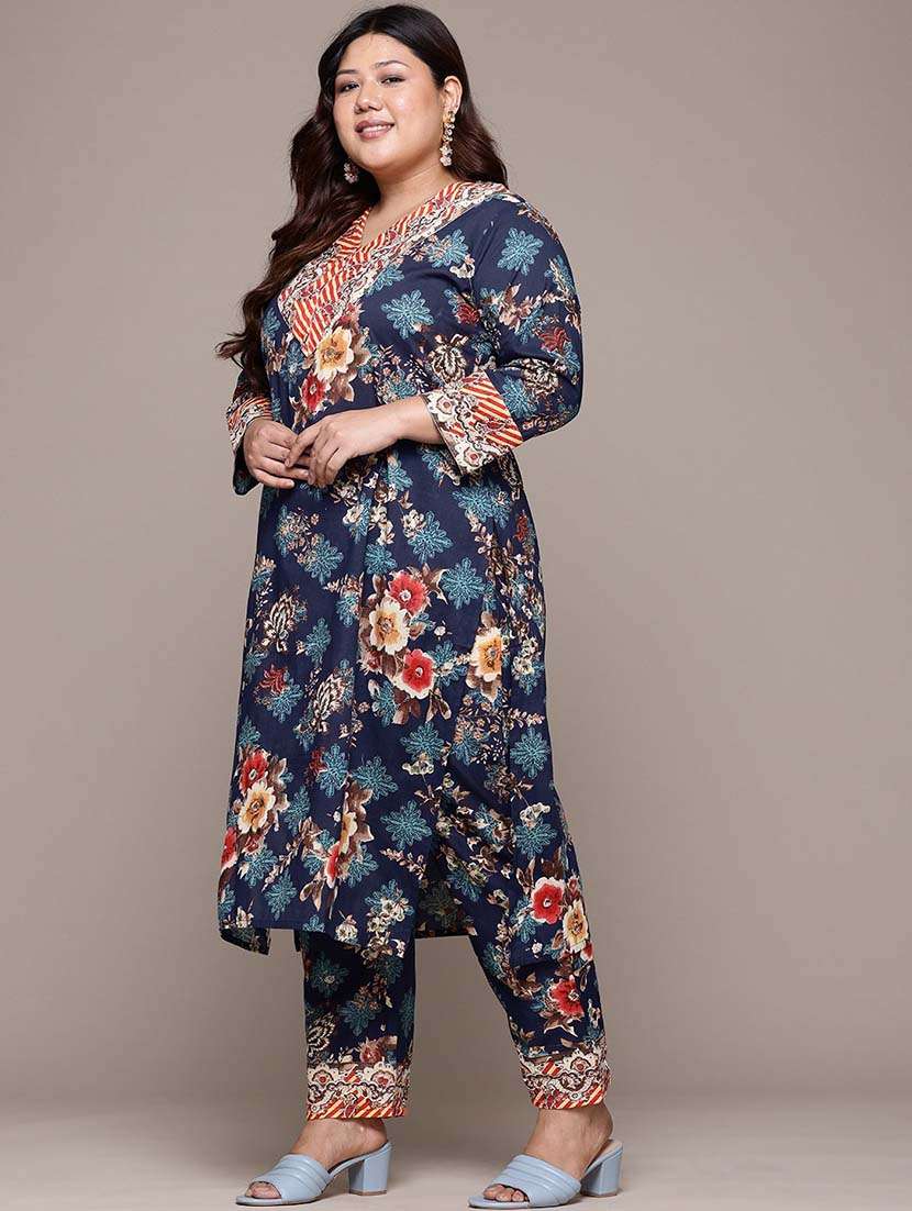 women plus size floral printed kurta pant set - 21675364 -  Standard Image - 1