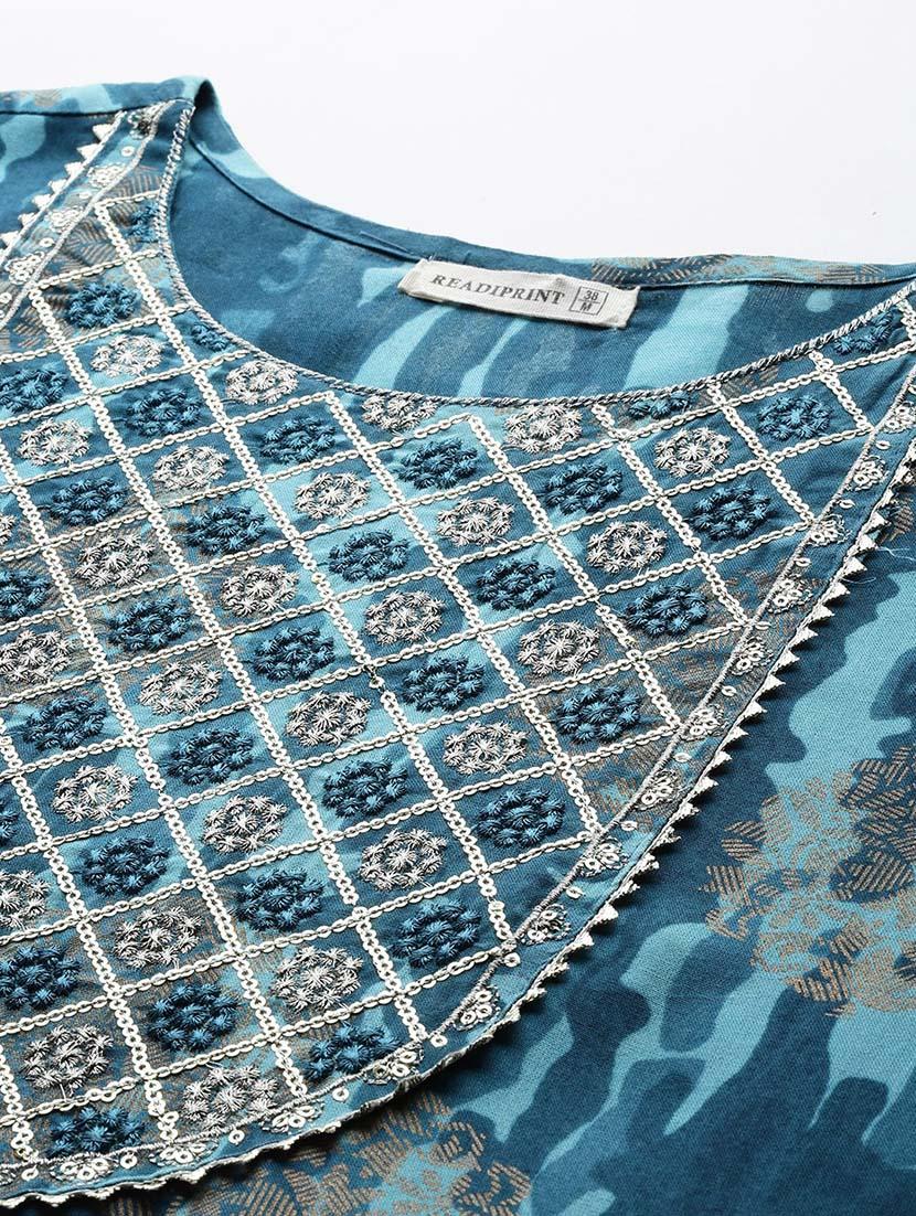 women three quarter sleeve anarkali kurta pant with dupatta set - 21675381 - Standard Image - 4