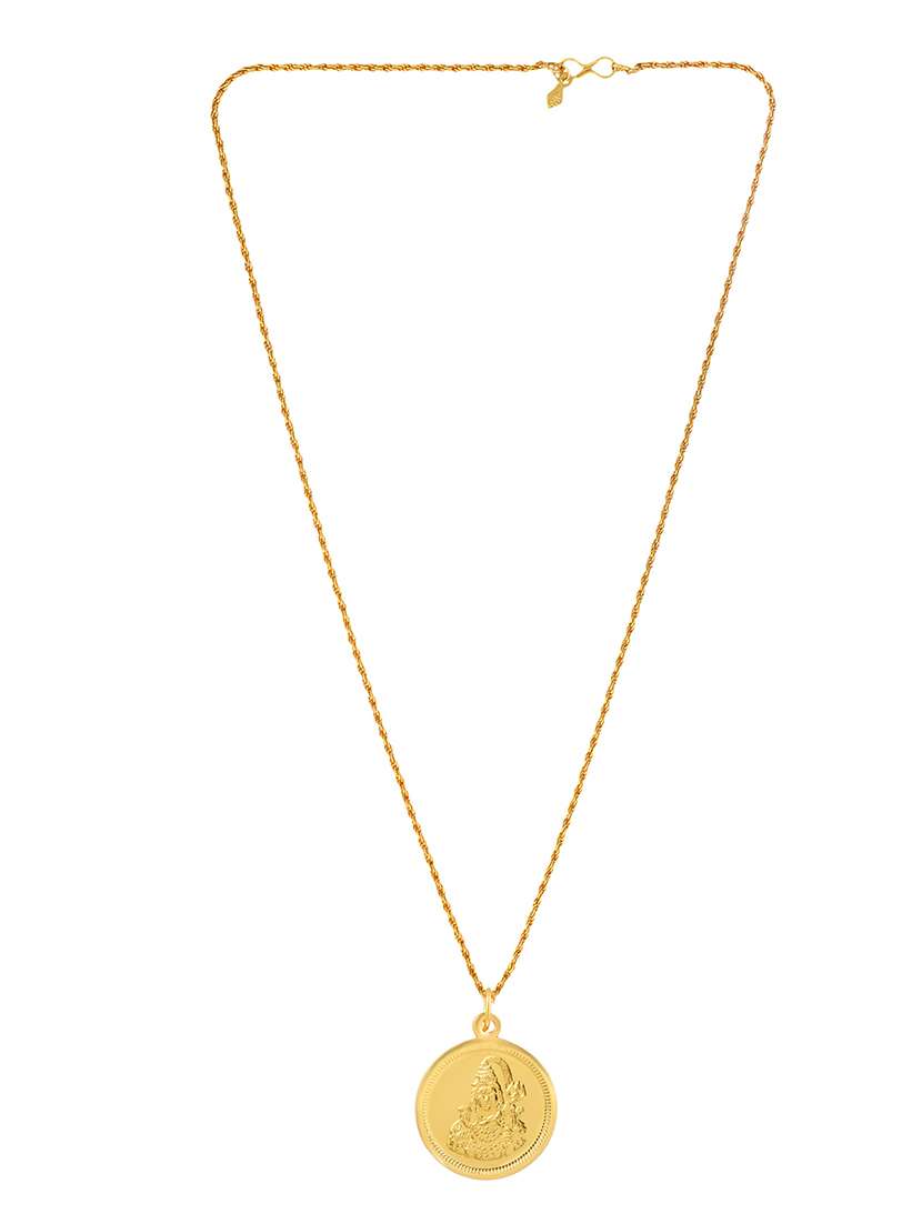 memoir gold plated reversible durga & shiva coin chain necklace pendant - 21675421 -  Standard Image - 1