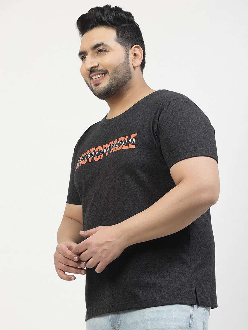 men chest print round neck plus t-shirt - 21675455 -  Standard Image - 1