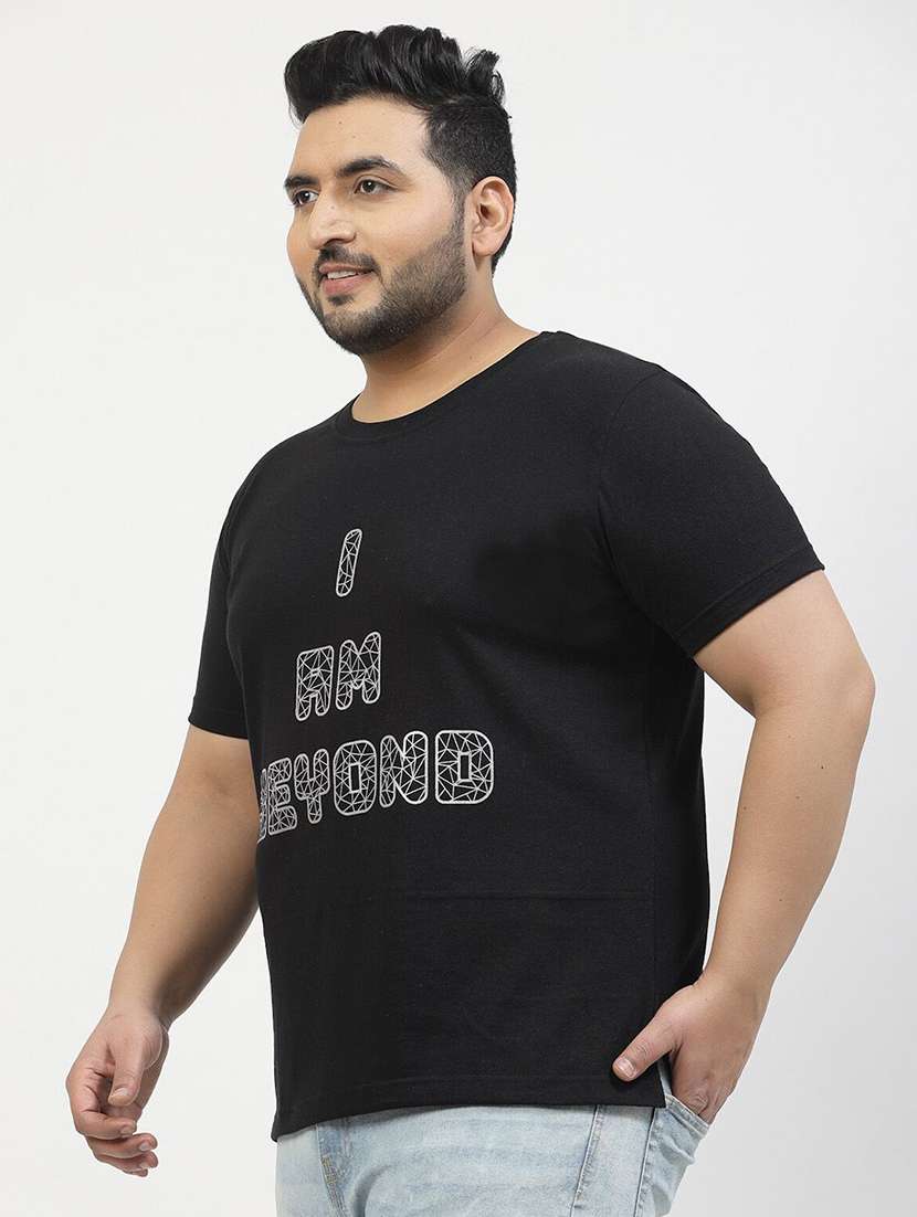 men front print round neck plus t-shirt - 21675473 -  Standard Image - 1