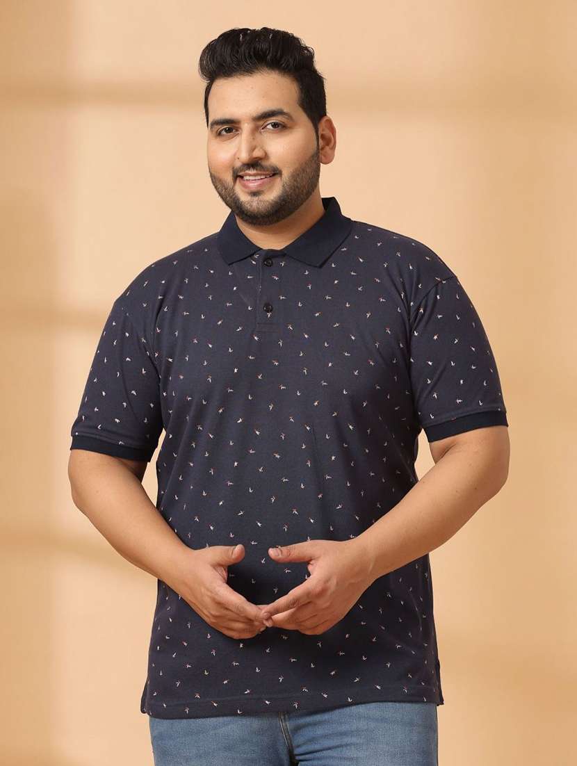 men printed plus size polo t-shirt