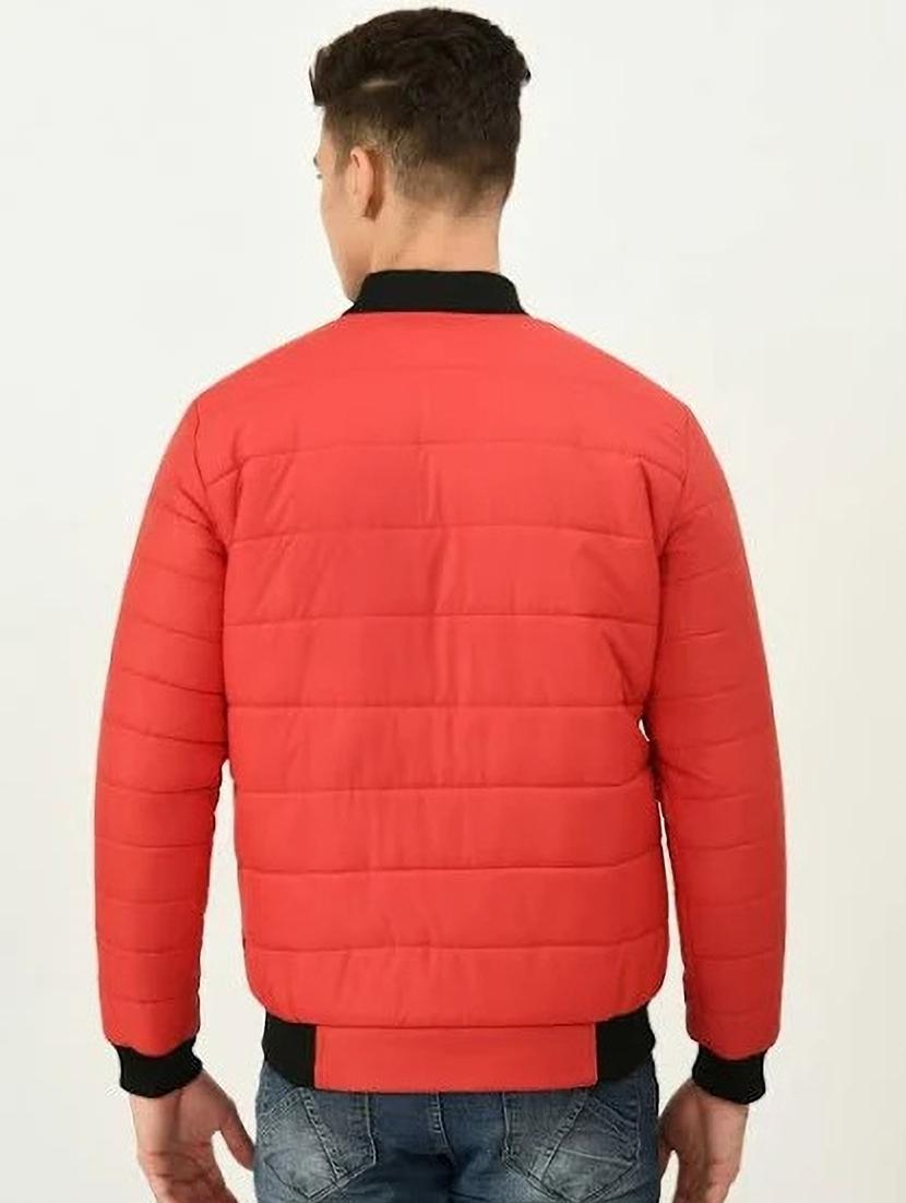 men red solid long sleeve puffer jacket - 21675592 - Standard Image - 1