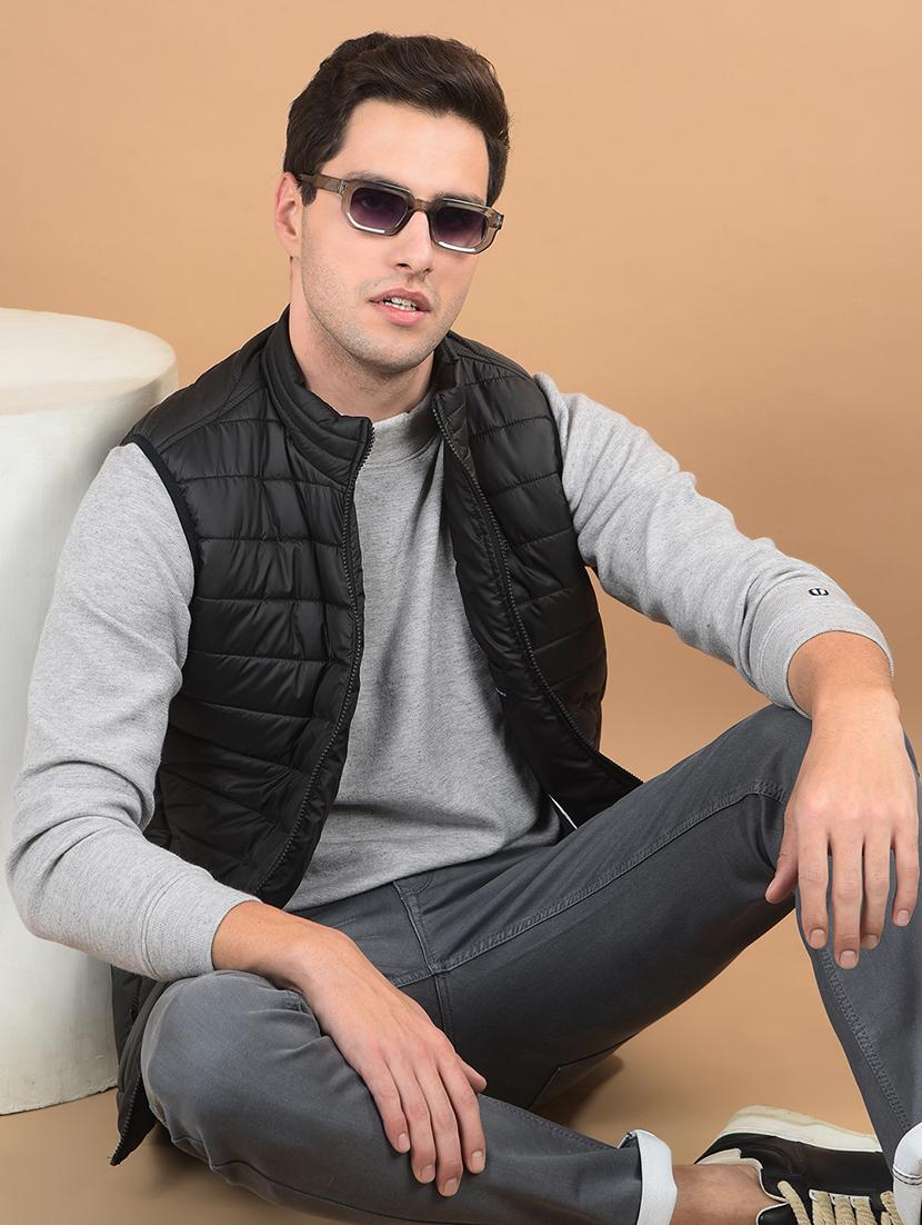 men solid sleeveless puffer jacket - 21675695 - Standard Image - 4