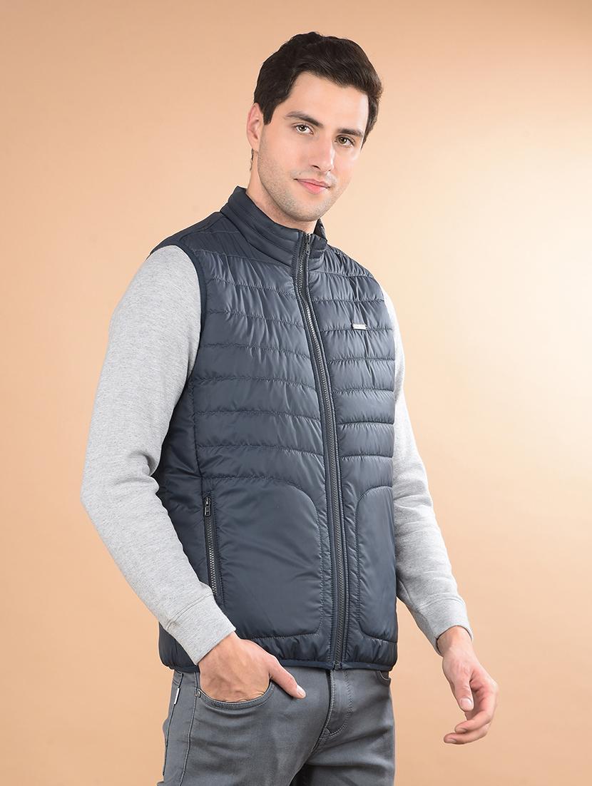 men solid sleeveless puffer jacket - 21675697 - Standard Image - 1