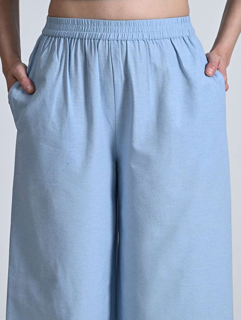 women solid high rise palazzo with pocket - 21675704 -  Standard Image - 4