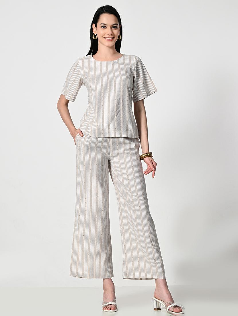women striped high rise palazzo with pocket - 21675705 - Standard Image - 4