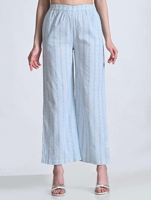women striped high rise palazzo with pocket - 21675706 -  Standard Image - 0