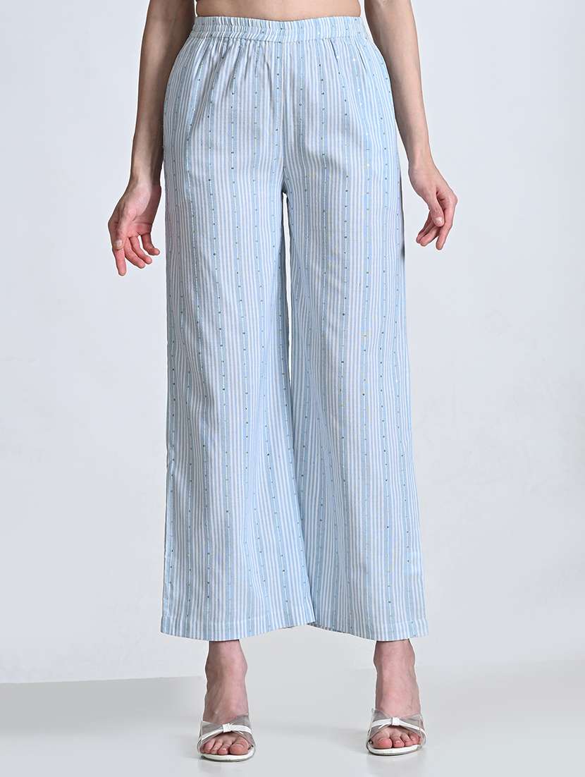 women striped high rise palazzo with pocket - 21675706 -  Zoom Image - 0
