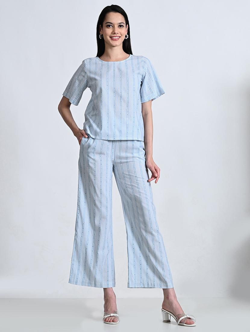 women striped high rise palazzo with pocket - 21675706 - Standard Image - 4
