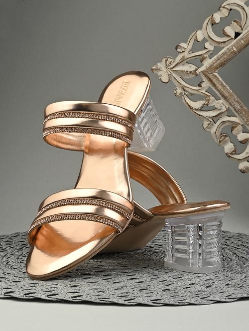 women gold slip on sandal - 21676006 - Standard Image - 0