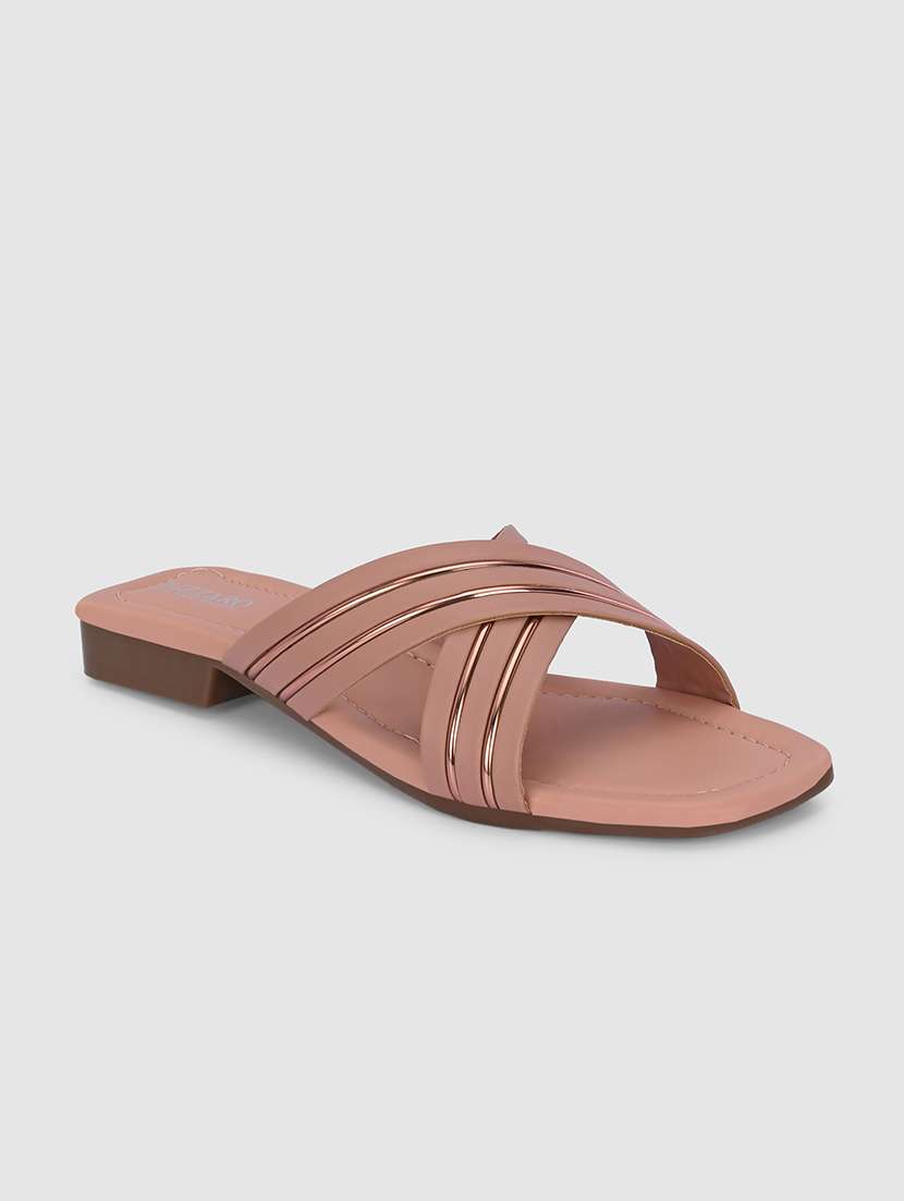 women peach slip on sandal - 21676035 -  Standard Image - 1