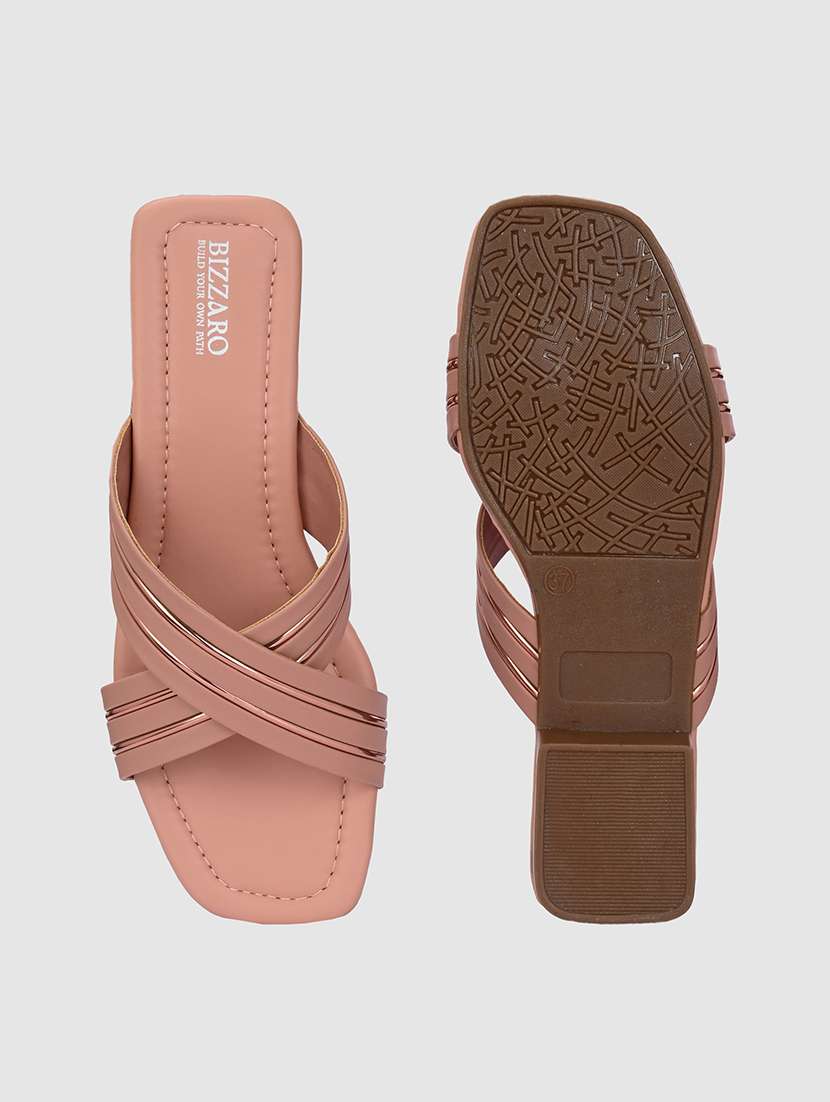 women peach slip on sandal - 21676035 -  Standard Image - 4