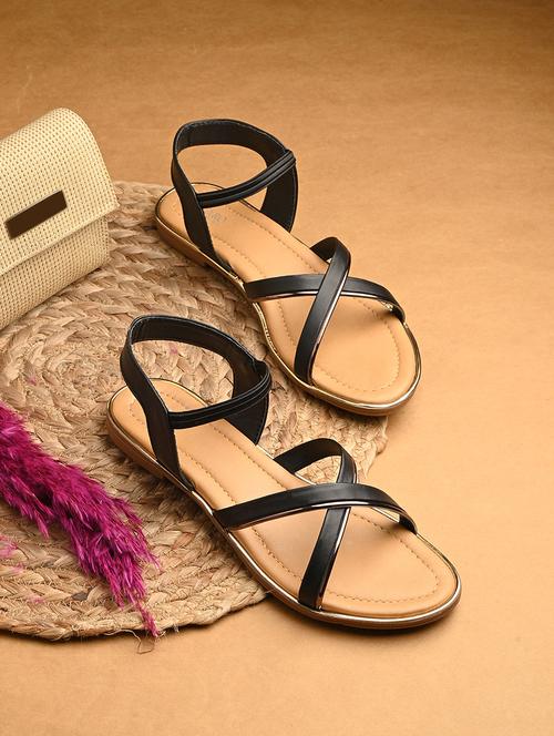 women black ankle strap sandal - 21676036 -  Standard Image - 0